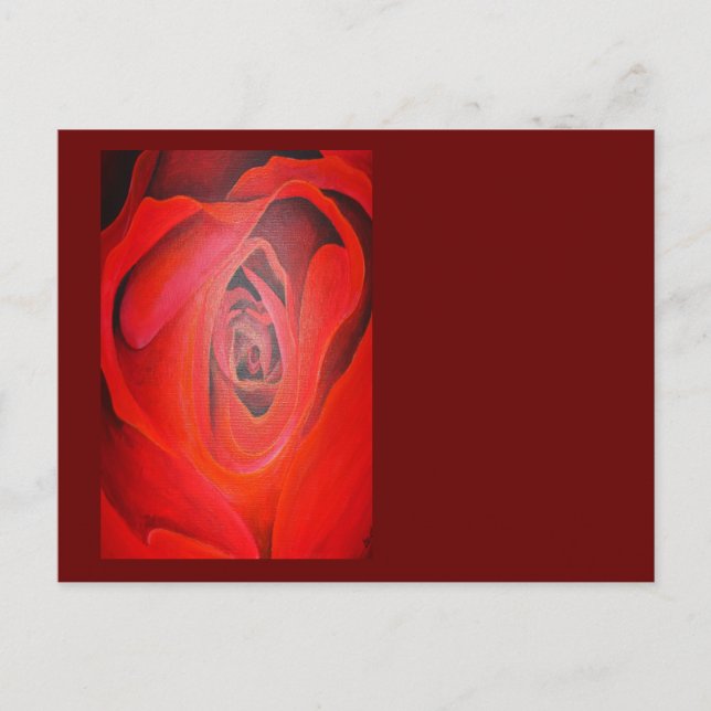 Postal Festiva Rosa Roja Artística en Forma de Corazón (Anverso)