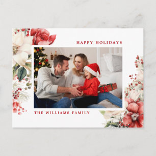 Postal Festiva Rosa Roja y Blanca - Fotos navideñas