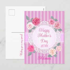 Postal Festiva Rosa rosa feliz día de la madre