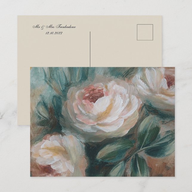 Postal Festiva Rosas Blancas "Gracias"  (Anverso / Reverso)