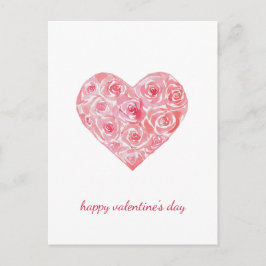 Postal Festiva Rosas de acuarela pintados a mano Día de San Valen