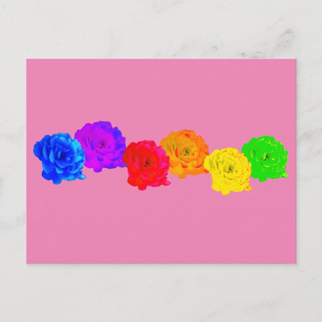 Postal Festiva Rosas del arcoiris (Anverso)