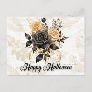 Postal Festiva Rosas negros y de oro abandonan Halloween