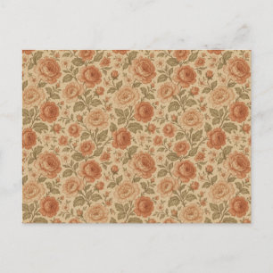 Postal Festiva Rosas Victorianas vintage estampadas