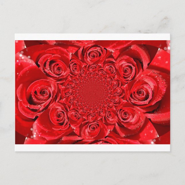 Postal Festiva Roses Rojos Kaleidoscope: Feliz arte de San Valent (Anverso)