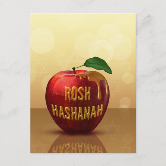 Postal Festiva Rosh Hashanah Año Nuevo judío Miel Apple (Anverso)