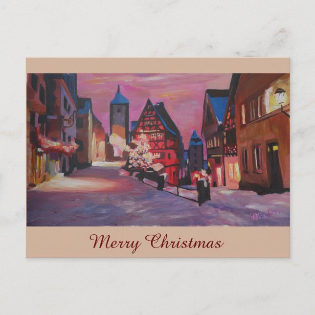 Postal Festiva Rothenburg romántico Tauber Alemania en invierno (Anverso)
