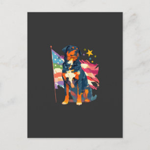 Postal Festiva Rottweiler patriótico con arte de la bandera de EE