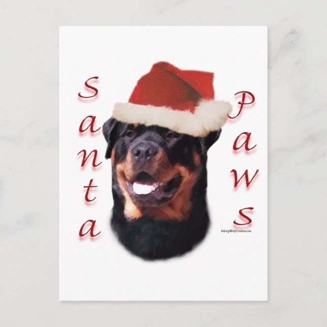 Postal Festiva Rottweiler Santa Paws (Anverso)