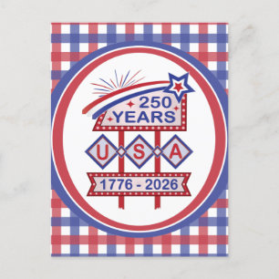 Postal Festiva Rótulo Retro USA 250 Aniversario Marquee 1776-2026