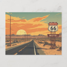 Postal Festiva Route 66 Sunset Vintage Road Travel Art