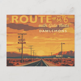 Postal Festiva Route 66 Vintage Sunset Road Art