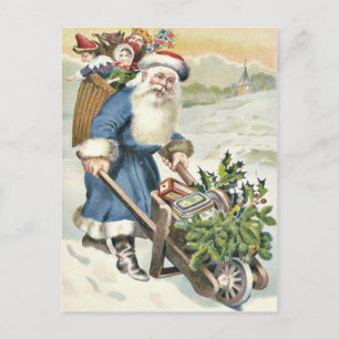 Postal Festiva Rueda de Santa Claus Juguetes de hoja perenne Dulc