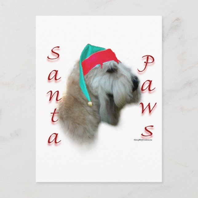 Postal Festiva Ruedas blandas recubiertas Terrier Santa Paws (Anverso)