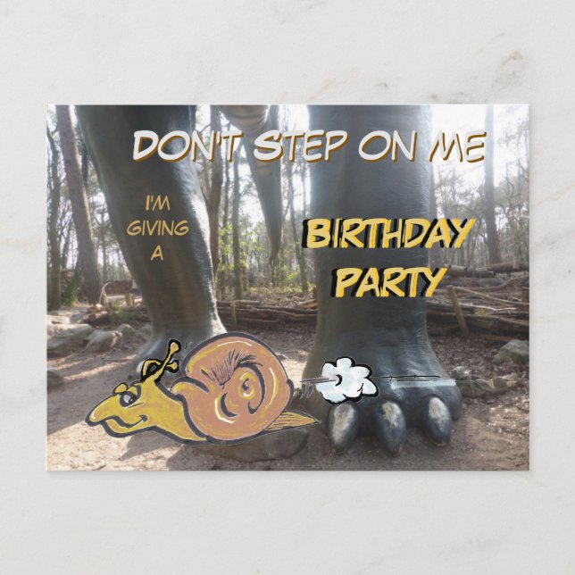 Postal Festiva Running Snail Cartoon Birthday Invitation Postcard (Anverso)