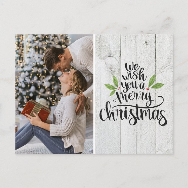 Postal Festiva Rustic Merry Christmas Typography (Anverso)