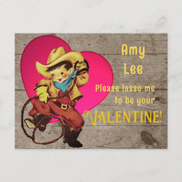 Postal Festiva Rustic Retro Cowboy Valentine