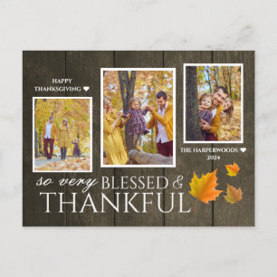 Postal Festiva Rustic Wood Script agradeciendo a la familia 3 fot