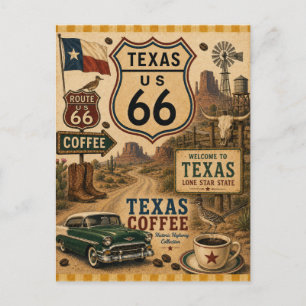 Postal Festiva Ruta 66 de Texas Lone Star Holiday Road