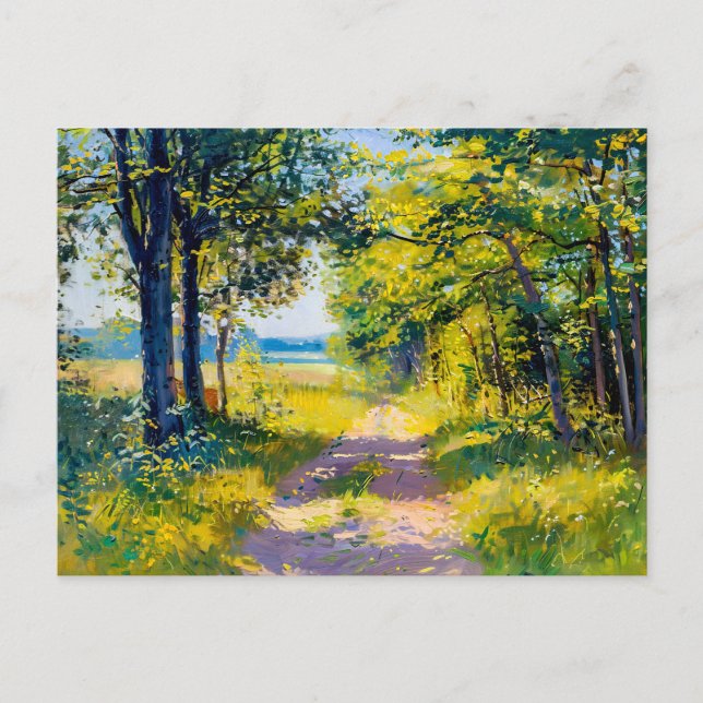Postal Festiva Ruta forestal en verano dorado (Anverso)