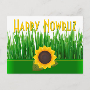 Postal Festiva Sabzeh verde Girasol Año Nuevo Iraní Nowruz