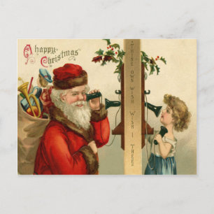 Postal Festiva Saco de juguetes de Papá Noel Holly teléfono