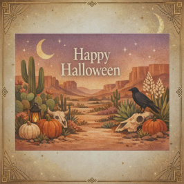 Postal Festiva Sage del Desierto Cactus Halloween