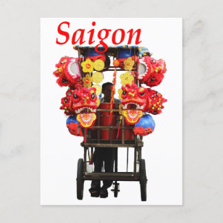 Postal Festiva Saigón Vietnam - Feliz baile de leones de Año Nuev