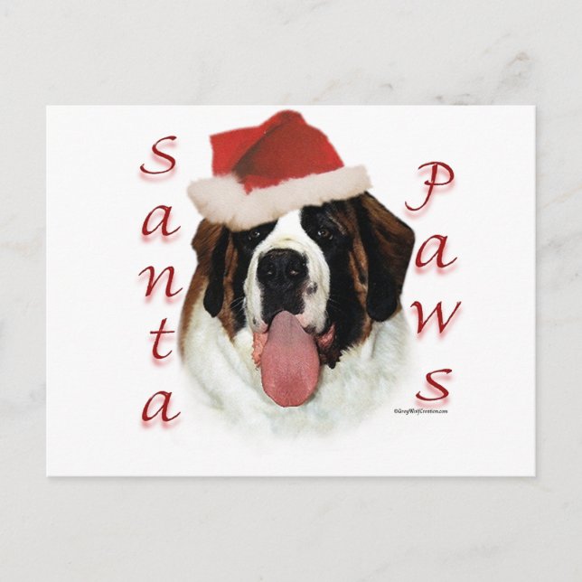 Postal Festiva Saint Bernard Santa Paws (Anverso)