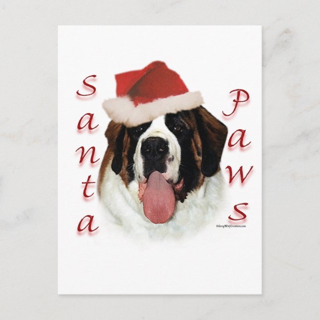 Postal Festiva Saint Bernard Santa Paws (Anverso)
