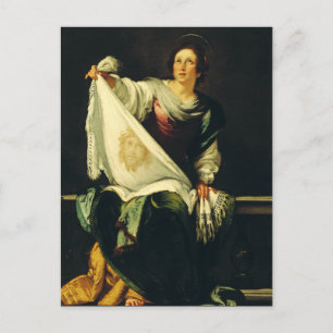 Postal Festiva Saint Veronica por Bernardo Strozzi