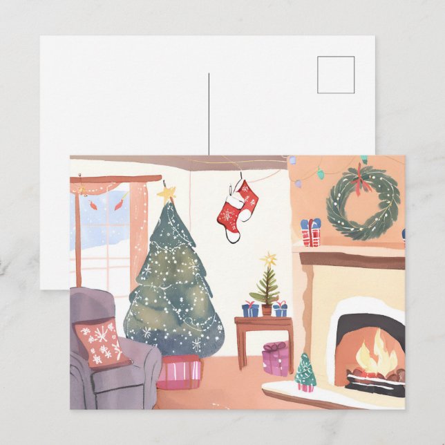 Postal Festiva Sala de estar para navidades | Vacaciones acuática (Anverso / Reverso)