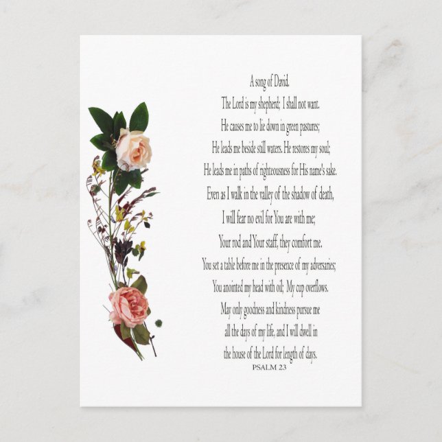 Postal Festiva Salmo 23, canción de David Postcard (Anverso)