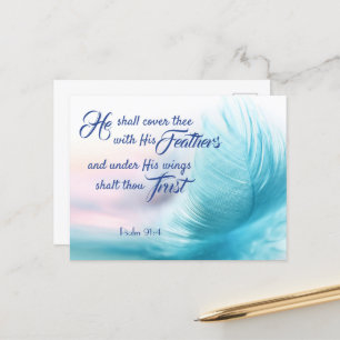 Postal Festiva Salmo 91:4 Postcard - King James Version
