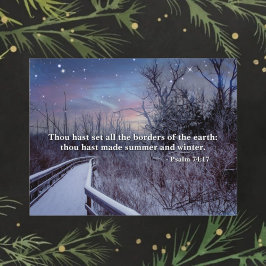 Postal Festiva Salmos Biblia Verse Invierno Twilight Sky Woodland