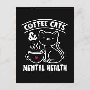 Postal Festiva Salud Mental Café Gatos Ansiedad Mental Salud Ment