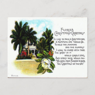 Postal Festiva Saludo a los Navidades de la Florida Vintage