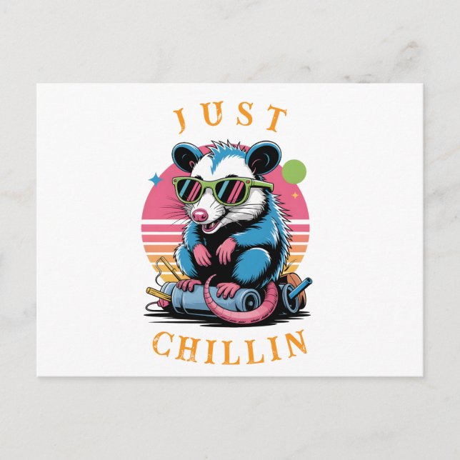 Postal Festiva Saludo alternativo Retro Opossum (Anverso)