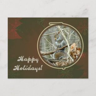 Postal Festiva Saludo de Felices Fiestas - Ardilla Gris