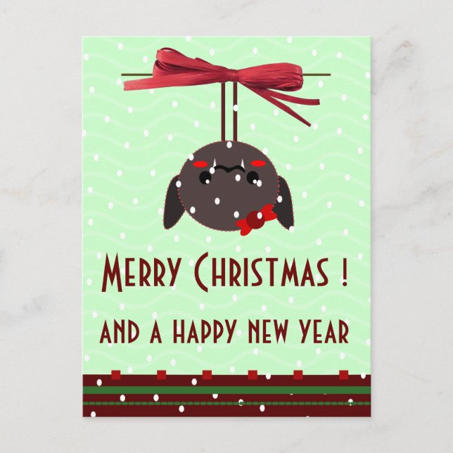Postal Festiva saludo de ladybug kawaii xmas (Anverso)