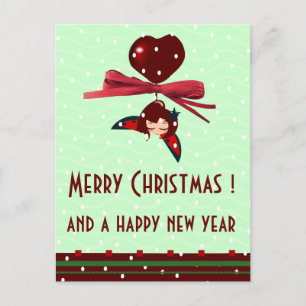 Postal Festiva saludo de ladybug kawaii xmas