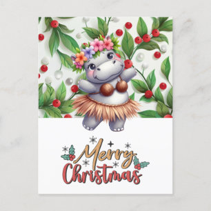 Postal Festiva Saludo de los Navidades de Hippo Hawaii