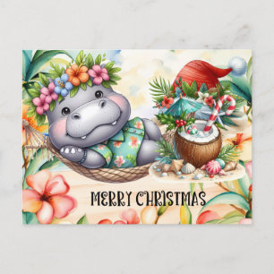 Postal Festiva Saludo de los Navidades de Hippo Hawaii
