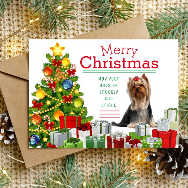 Postal Festiva Saludo de los Navidades Terrier de Yorkshire (Yorkshire Terrier Christmas Greeting Holiday Postcard - )