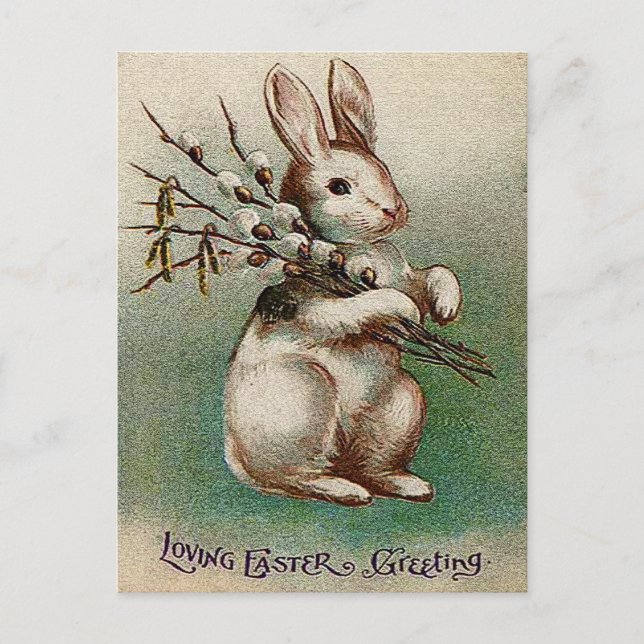Postal Festiva Saludo de Pascua Antiguo (Anverso)