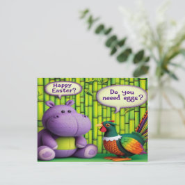 Postal Festiva Saludo de Pascua de Hippo: entrega de huevos
