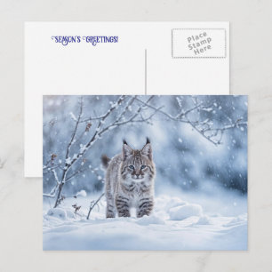 Postal Festiva Saludo de temporada festiva Bobcat Nieve