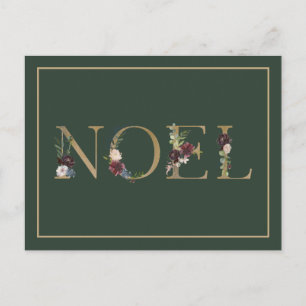 Postal Festiva Saludo de vacaciones de Noel Floral Text