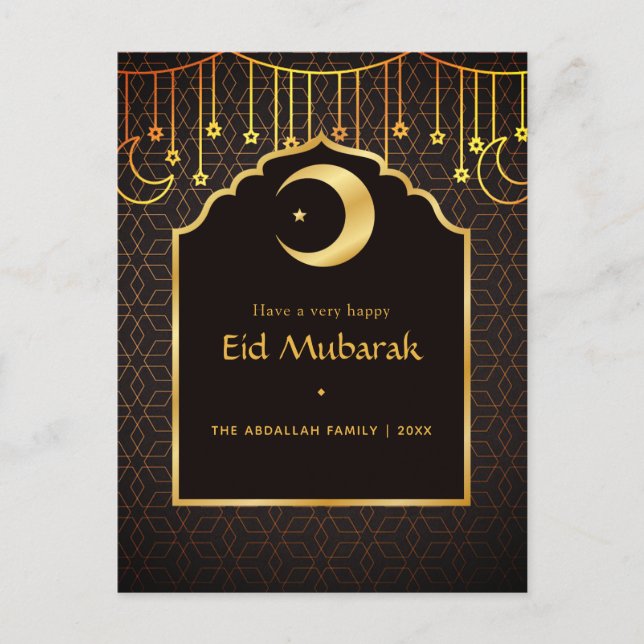 Postal Festiva Saludo familiar de Eid Mubarak (Anverso)