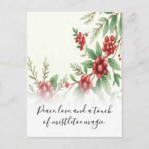 Postal Festiva Saludo Navideño Encantador de Muérdago
